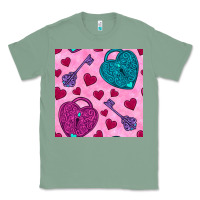 Sage valentines day lock and key seamless pattern Classic Tee - BundleAndBundleShop
