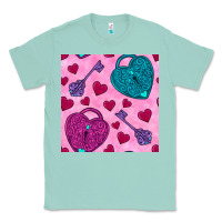 Seafoam valentines day lock and key seamless pattern Classic Tee - BundleAndBundleShop