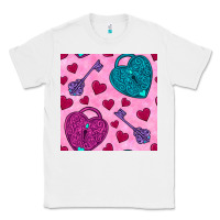 White valentines day lock and key seamless pattern Classic Tee - BundleAndBundleShop