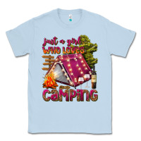 Dusty Blue just a girl who loves camping Classic Tee - texasbilliewilder