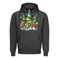 Charcoal Heather christmas rabbits Zipper Hoodie - Zillion Design Studio