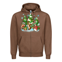 Chestnut christmas rabbits Zipper Hoodie - Zillion Design Studio