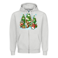 Dove Grey christmas rabbits Zipper Hoodie - Zillion Design Studio
