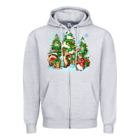 Heather Grey christmas rabbits Zipper Hoodie - Zillion Design Studio