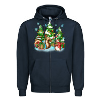 Navy christmas rabbits Zipper Hoodie - Zillion Design Studio