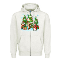 Oatmeal Heather christmas rabbits Zipper Hoodie - Zillion Design Studio