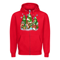 Red christmas rabbits Zipper Hoodie - Zillion Design Studio