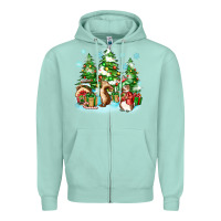 Seafoam christmas rabbits Zipper Hoodie - Zillion Design Studio