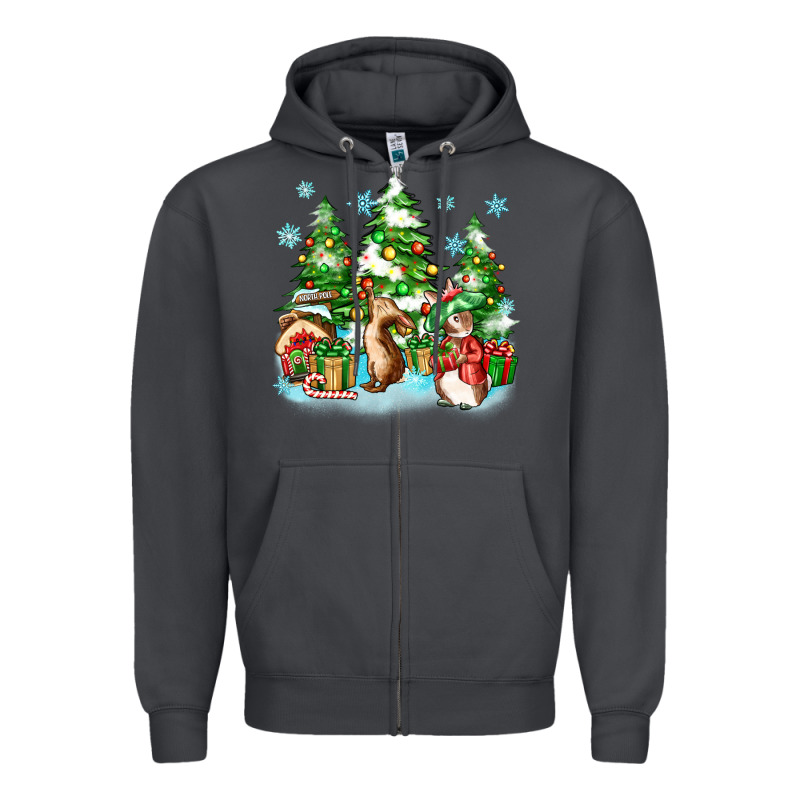 Christmas Rabbits Zipper Hoodie by Zillion Design Studio | Teevron