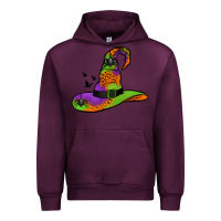 Mauve Wine Witch Hat With Spiders Urban Hoodie - Jasminsmagicworld