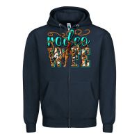 Navy rodeo wife western Zipper Hoodie - texasbilliewilder