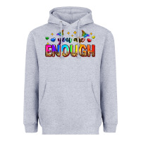Heather Grey you are enough Heavyweight Hoodie - Zillion Design Studio