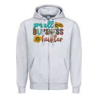 Heather Grey small business hustler Zipper Hoodie - texasbilliewilder