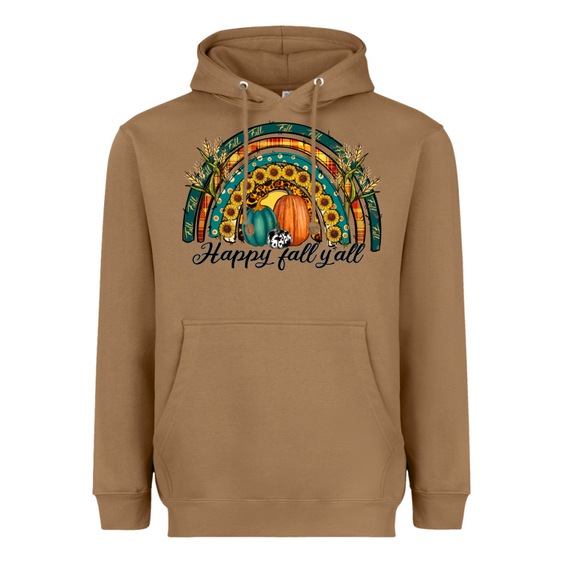 Happy Fall Y'all Rainbow Heavyweight Hoodie by RanaPortraitStore | Teevron