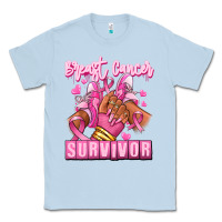 Dusty Blue Breast Cancer survivor afro girl sneakers Classic Tee - RanaPortraitStore
