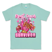Seafoam Breast Cancer survivor afro girl sneakers Classic Tee - RanaPortraitStore