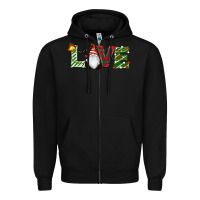Black Christmas Love Gnome Zipper Hoodie - RanaPortraitStore