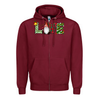 Burgundy Christmas Love Gnome Zipper Hoodie - RanaPortraitStore