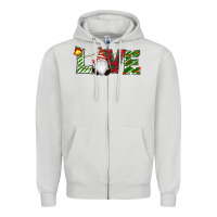Dove Grey Christmas Love Gnome Zipper Hoodie - RanaPortraitStore
