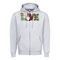 Heather Grey Christmas Love Gnome Zipper Hoodie - RanaPortraitStore