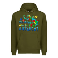 Army Green it's okay to be different elephant autism awareness Premium Hoodie - BarkalooDesign