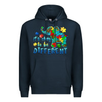 Navy it's okay to be different elephant autism awareness Premium Hoodie - BarkalooDesign