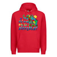 Red it's okay to be different elephant autism awareness Premium Hoodie - BarkalooDesign
