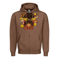 Chestnut softball afro messy bun Zipper Hoodie - texasbilliewilder