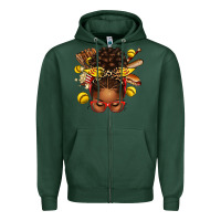 Sports Green softball afro messy bun Zipper Hoodie - texasbilliewilder
