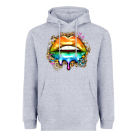 Heather Grey rainbow lips Heavyweight Hoodie - Zillion Design Studio