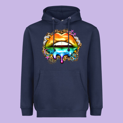 Rainbow Lips Heavyweight Hoodie Designed By Zillion Design Studio