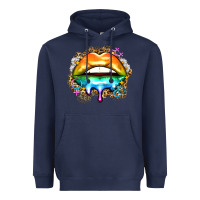 Navy rainbow lips Heavyweight Hoodie - Zillion Design Studio