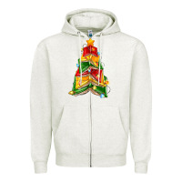 Oatmeal Heather christmas book tree Zipper Hoodie - Zillion Design Studio