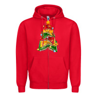Red christmas book tree Zipper Hoodie - Zillion Design Studio