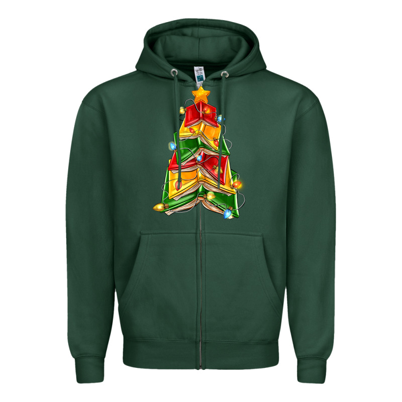 Christmas Book Tree Zipper Hoodie by Zillion Design Studio | Teevron