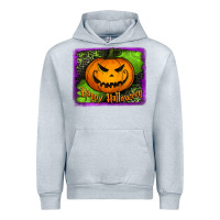 Heather Grey Happy Halloween Pumpkin Urban Hoodie - Jasminsmagicworld