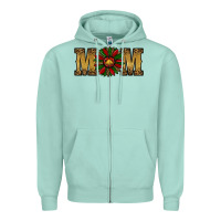 Seafoam Christmas Sunflower Mom Zipper Hoodie - RanaPortraitStore