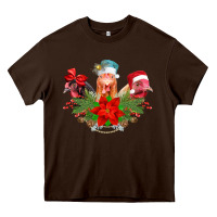 Chocolate Brown Chickens Christmas Heavy Core Tee - CowhideDigitalArt