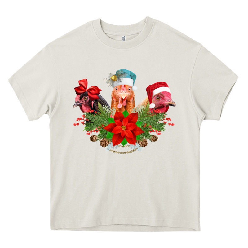 Chickens Christmas Heavy Core Tee by CowhideDigitalArt | Teevron