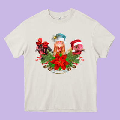 Chickens Christmas Heavy Core Tee Designed By Cowhidedigitalart