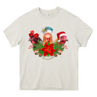 Cream Chickens Christmas Heavy Core Tee - CowhideDigitalArt