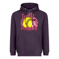 Plum Tackle Cancer Softball Heavyweight Hoodie - texasbilliewilder
