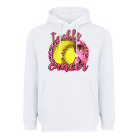 White Tackle Cancer Softball Heavyweight Hoodie - texasbilliewilder