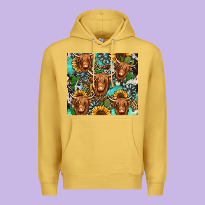 Long Haired Shaggy Cow Western Premium Hoodie Designed By Jasminsmagicworld