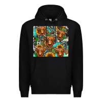 Black long haired shaggy cow western Premium Hoodie - Jasminsmagicworld