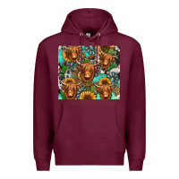 Burgundy long haired shaggy cow western Premium Hoodie - Jasminsmagicworld
