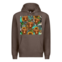 Coffee long haired shaggy cow western Premium Hoodie - Jasminsmagicworld