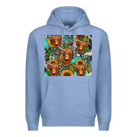 Colony Blue long haired shaggy cow western Premium Hoodie - Jasminsmagicworld