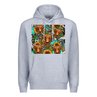 Heather Grey long haired shaggy cow western Premium Hoodie - Jasminsmagicworld