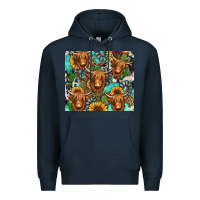 Navy long haired shaggy cow western Premium Hoodie - Jasminsmagicworld